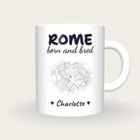Personalised Rome Map Mug, Rome Born And Bred, front