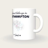 Personalised Southampton Map Mug, My Heart Belongs In Southampton, three-quarter view