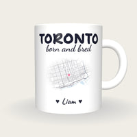 Personalised Toronto Map Mug, Toronto Born And Bred, front