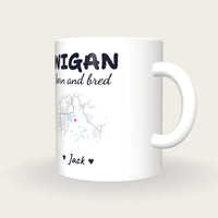 Personalised Wigan Map Mug, Wigan Born And Bred, three-quarter view