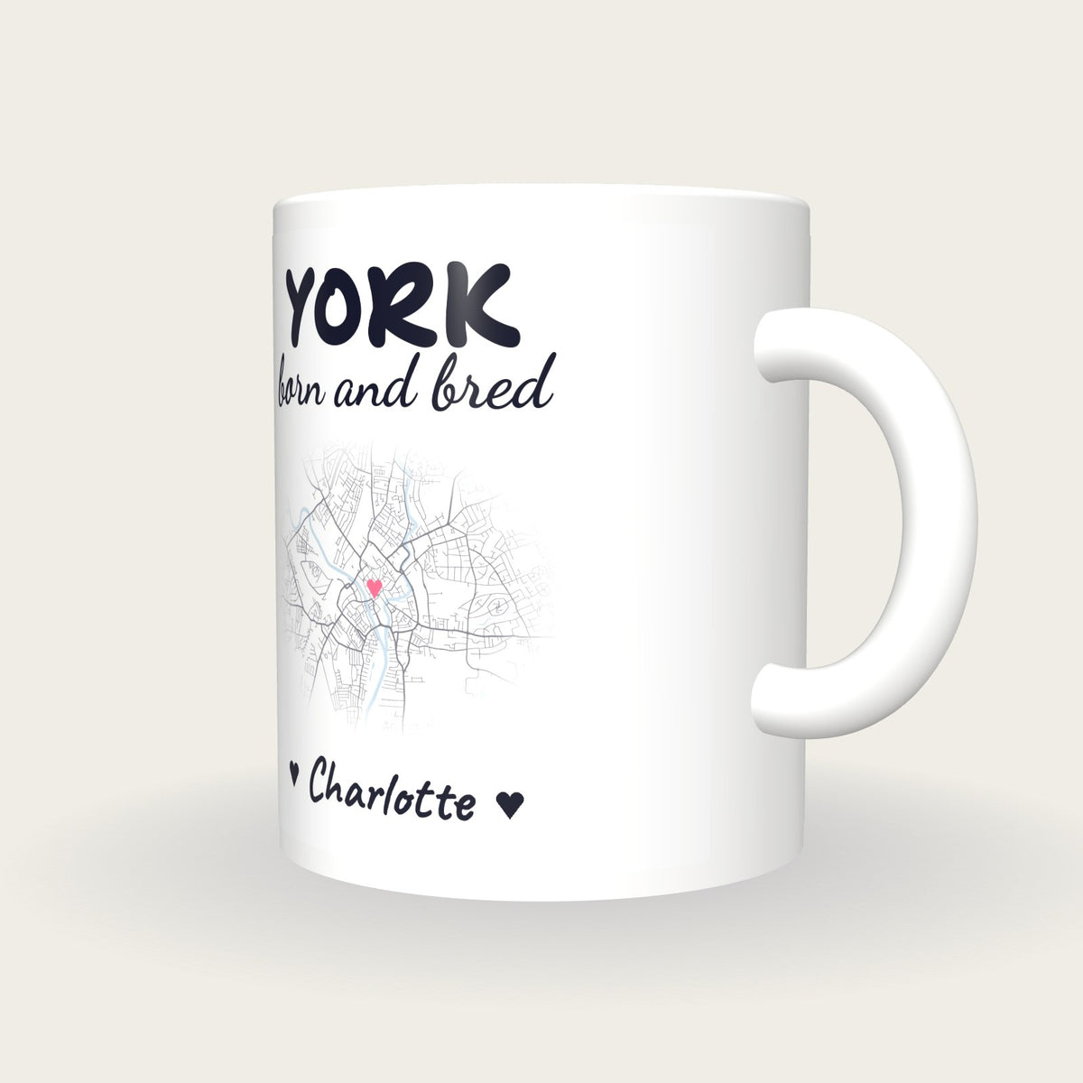 Personalised York Map Mug, York Born And Bred, three-quarter view