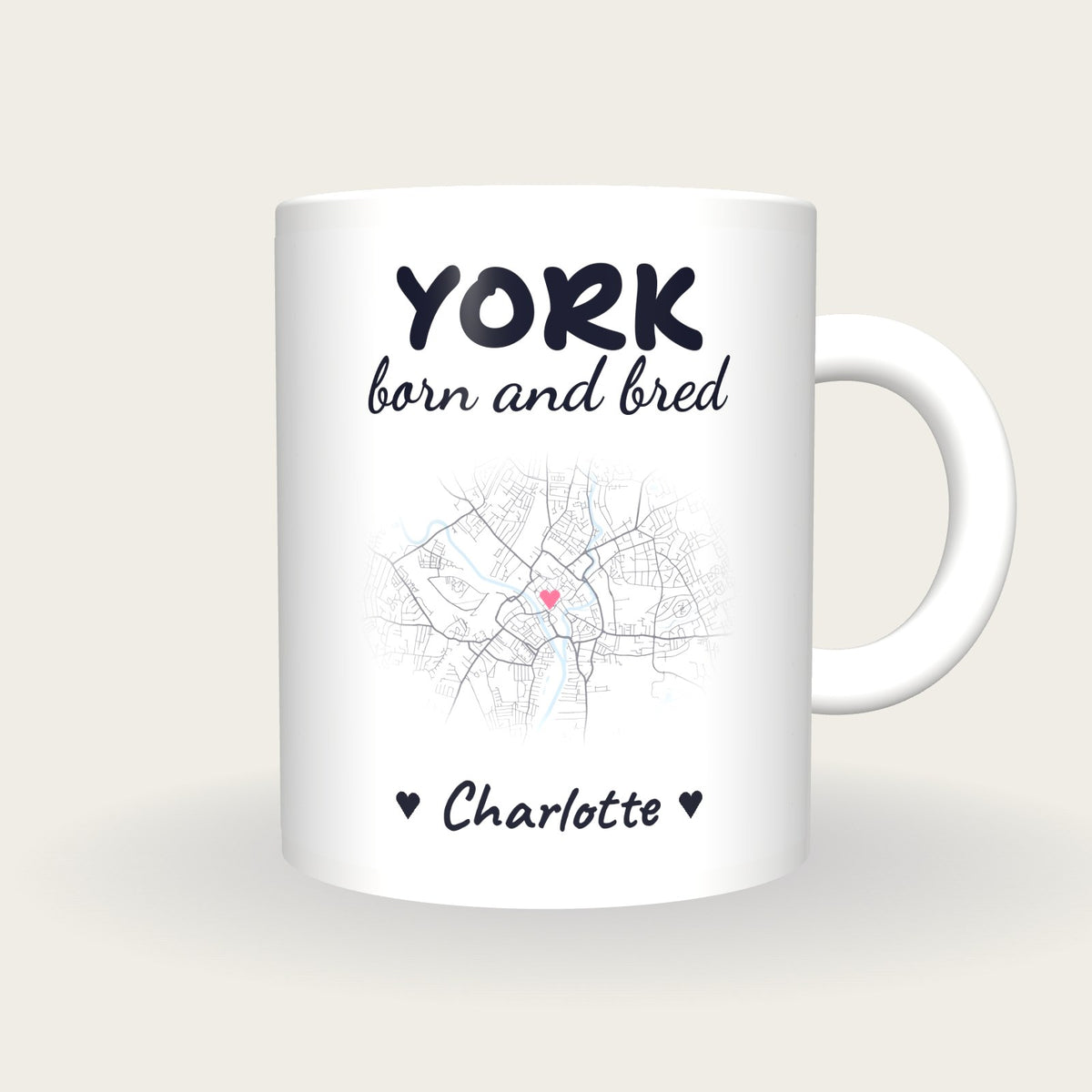 Personalised York Map Mug, York Born And Bred, front