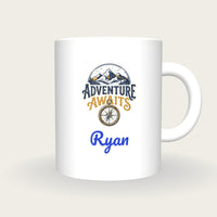 Personalised Adventure Awaits Mug, front