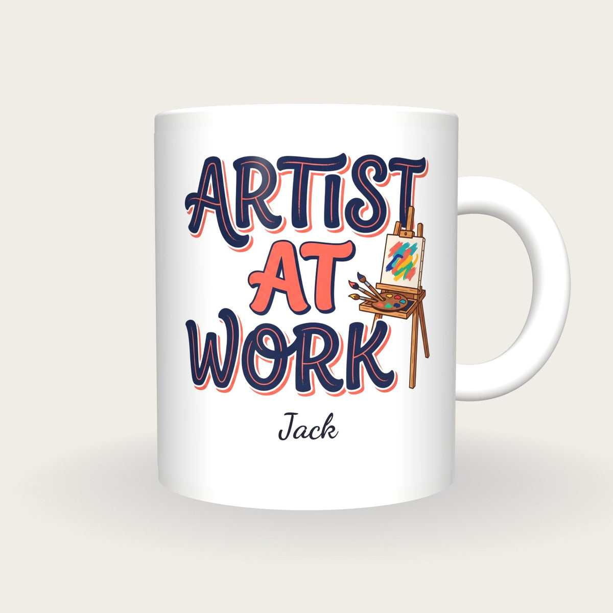 Personalised Artist At Work Mug, front