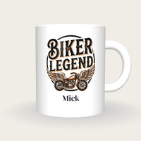 Personalised Biker Legend Motorbike Mug, front