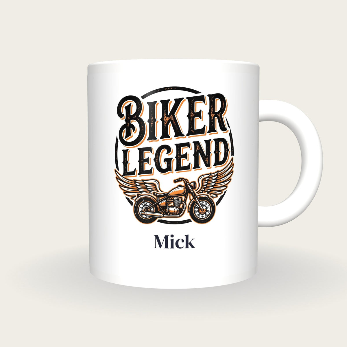 Personalised Biker Legend Motorbike Mug, front