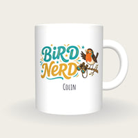 Personalised Bird Nerd Mug, front