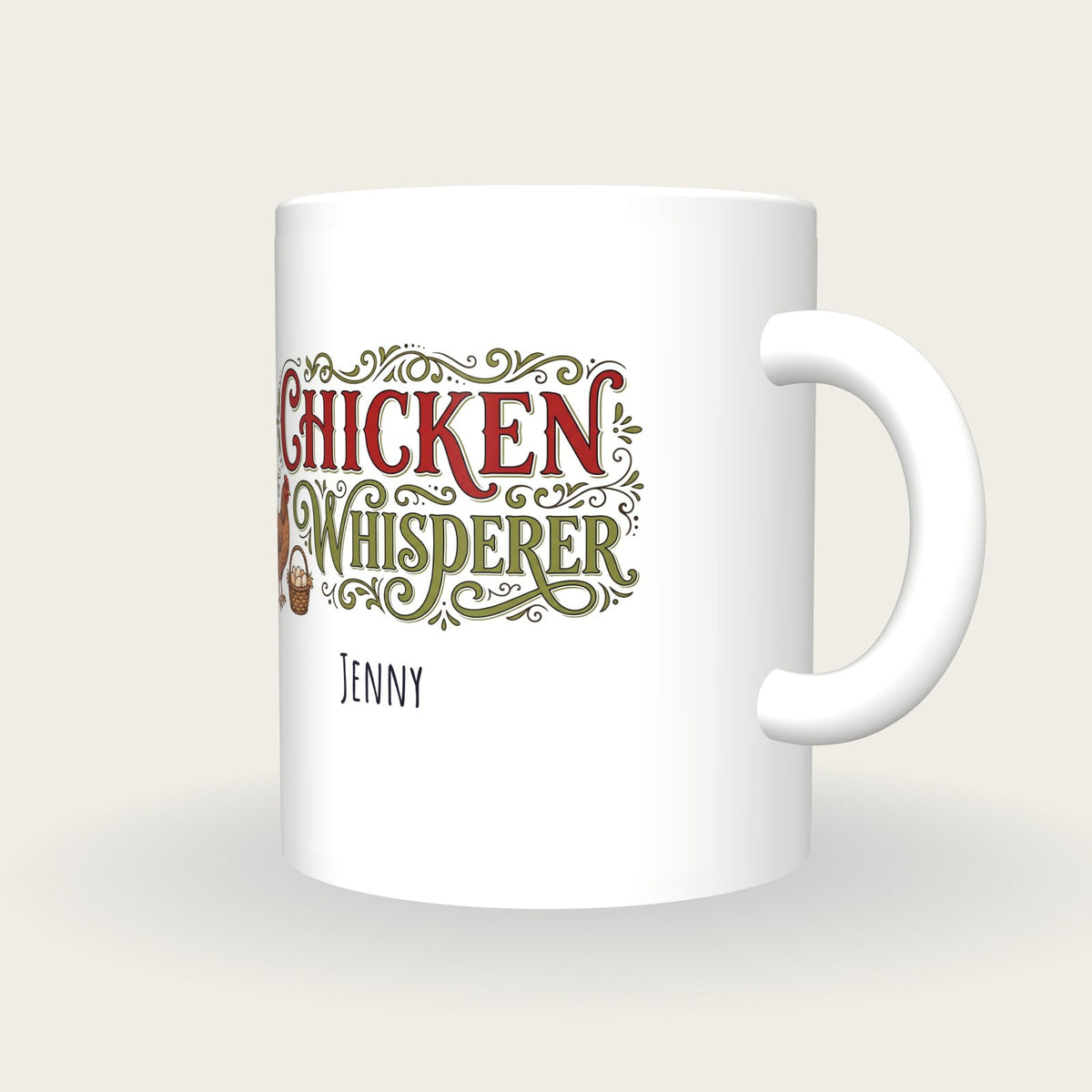 Personalised Chicken Whisperer Mug, three-quarter view