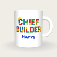 Personalised Chief Builder Brick Mug, front