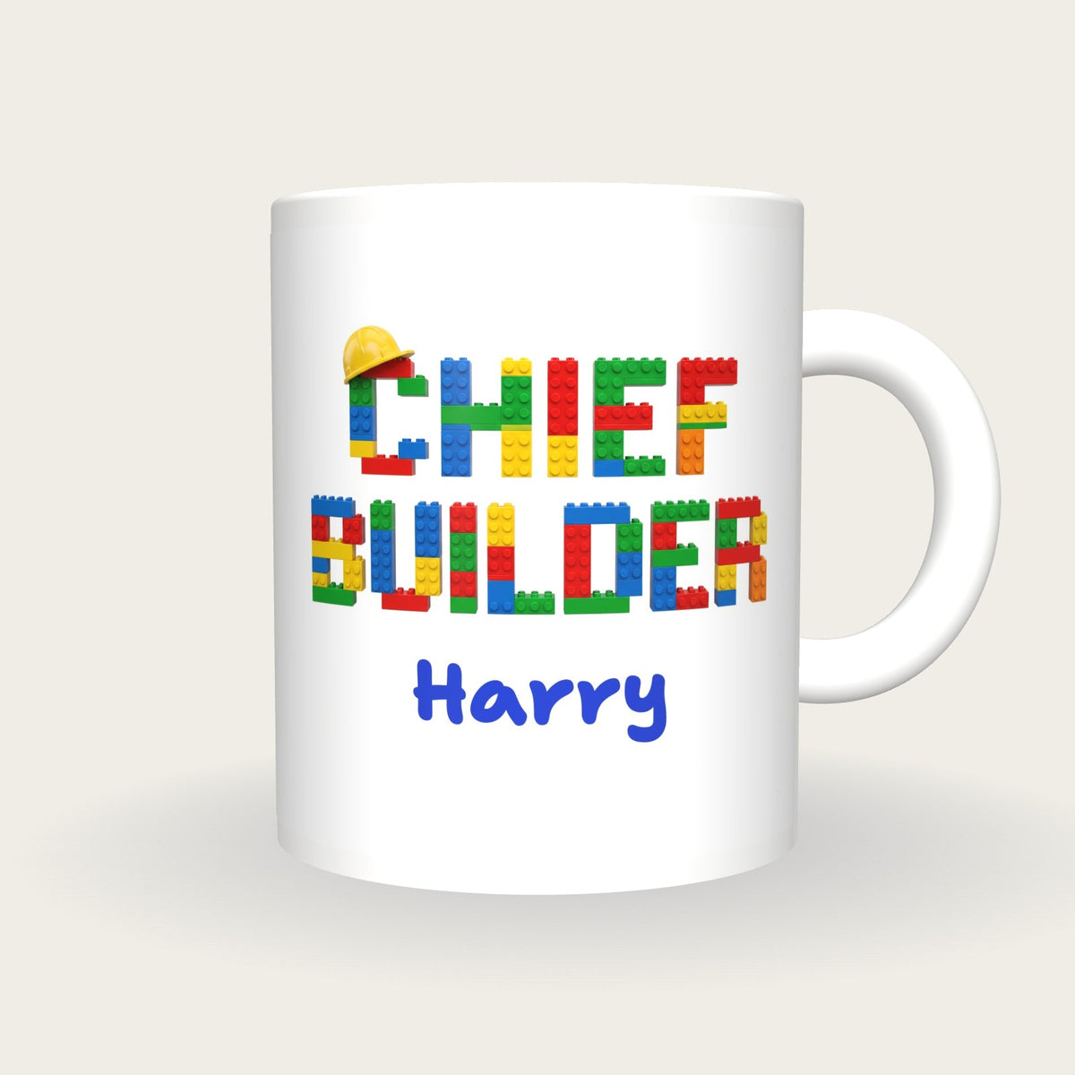 Personalised Chief Builder Brick Mug, front