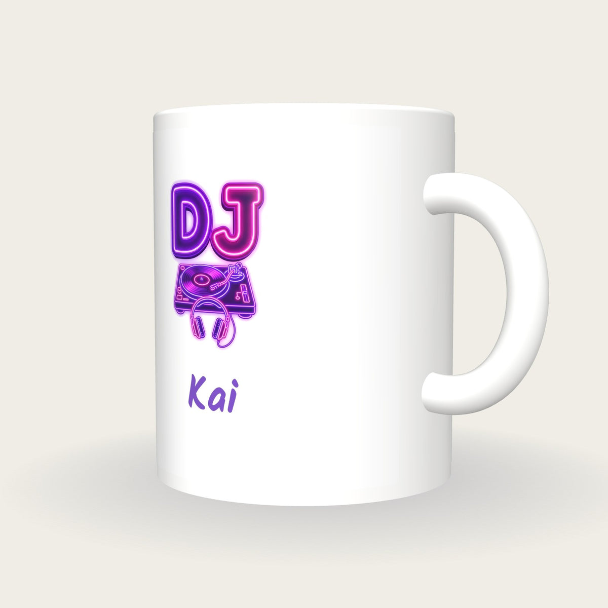 Personalised DJ Mug, three-quarter view
