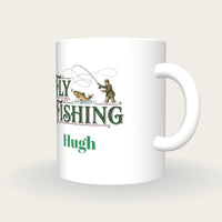 Personalised Fly Fishing Mug, three-quarter view