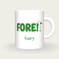 Personalised Fore Golf Mug, front