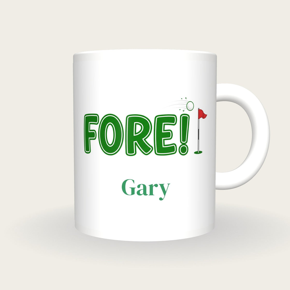 Personalised Fore Golf Mug, front