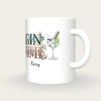 Personalised Gin Time Mug, three-quarter view