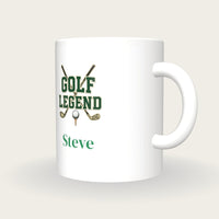 Personalised Golf Legend Mug, three-quarter view