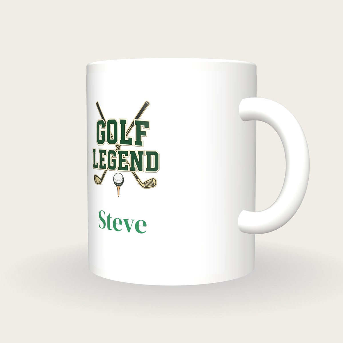 Personalised Golf Legend Mug, three-quarter view