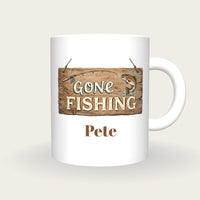 Personalised Gone Fishing Mug, front