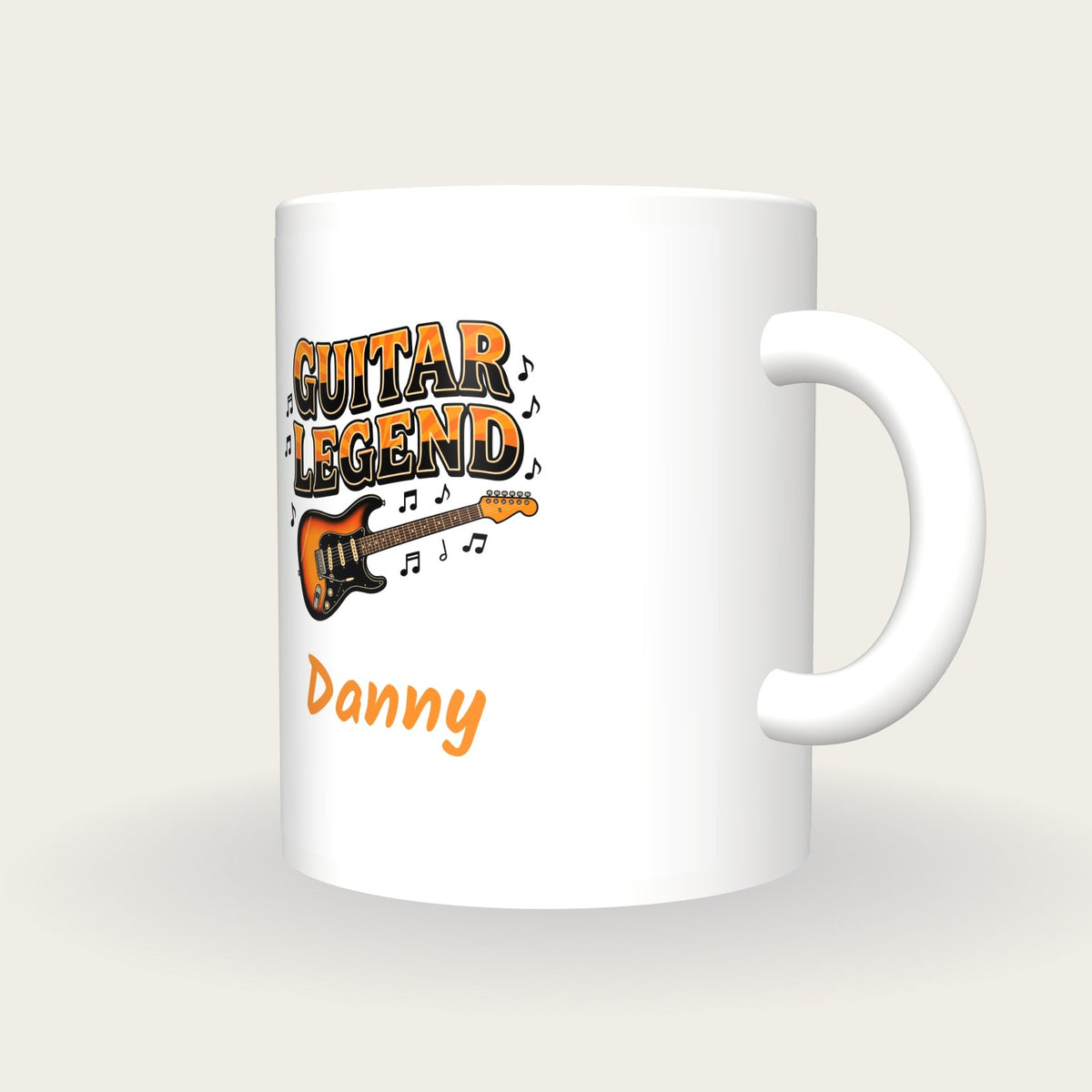 Personalised Guitar Legend Mug, three-quarter view