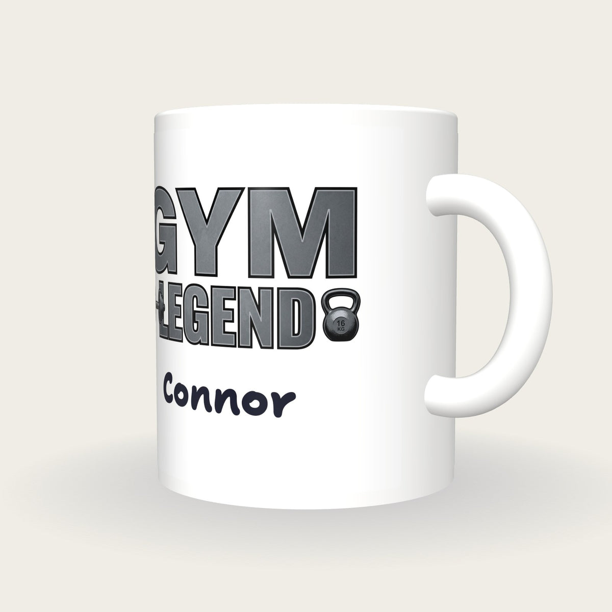 Personalised Gym Legend Mug, three-quarter view
