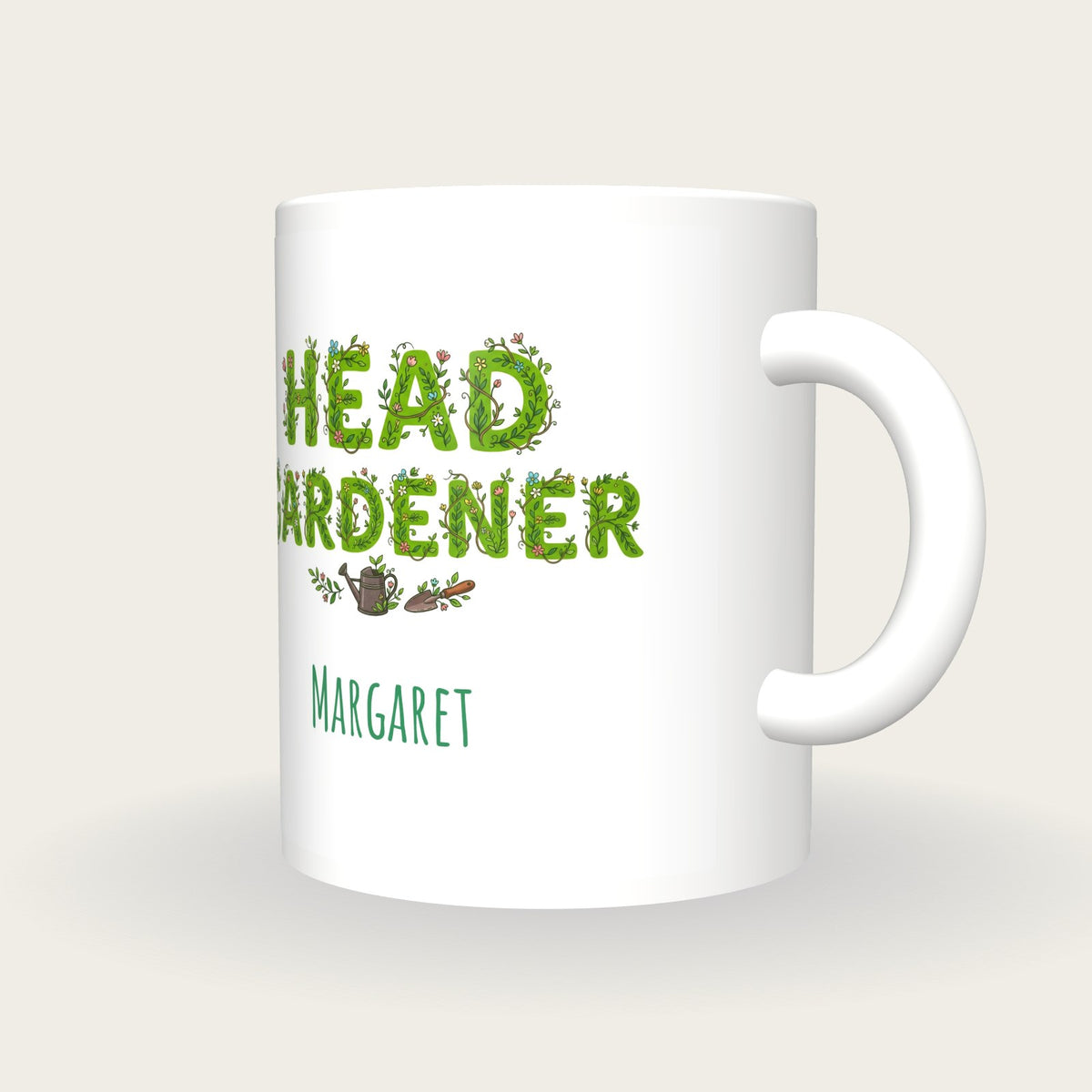 Personalised Head Gardener Mug, three-quarter view