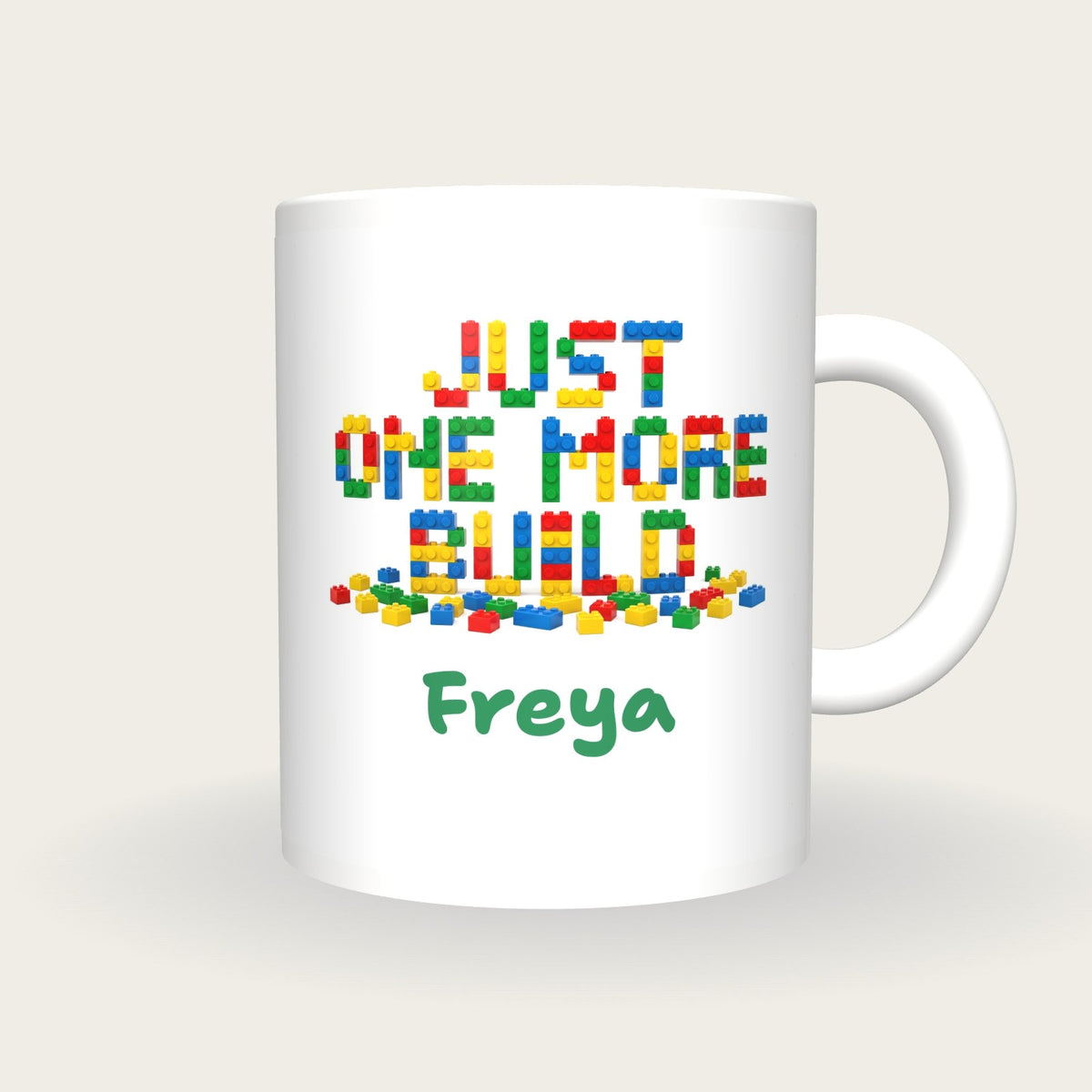 Personalised Just One More Build Brick Mug, front