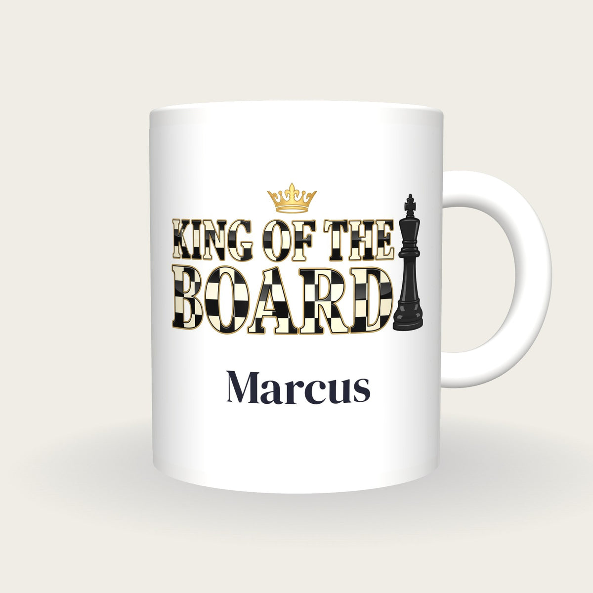 Personalised King Of The Board Chess Mug, front