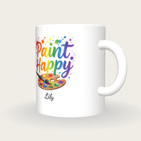 Personalised Paint Happy Artist Mug, three-quarter view