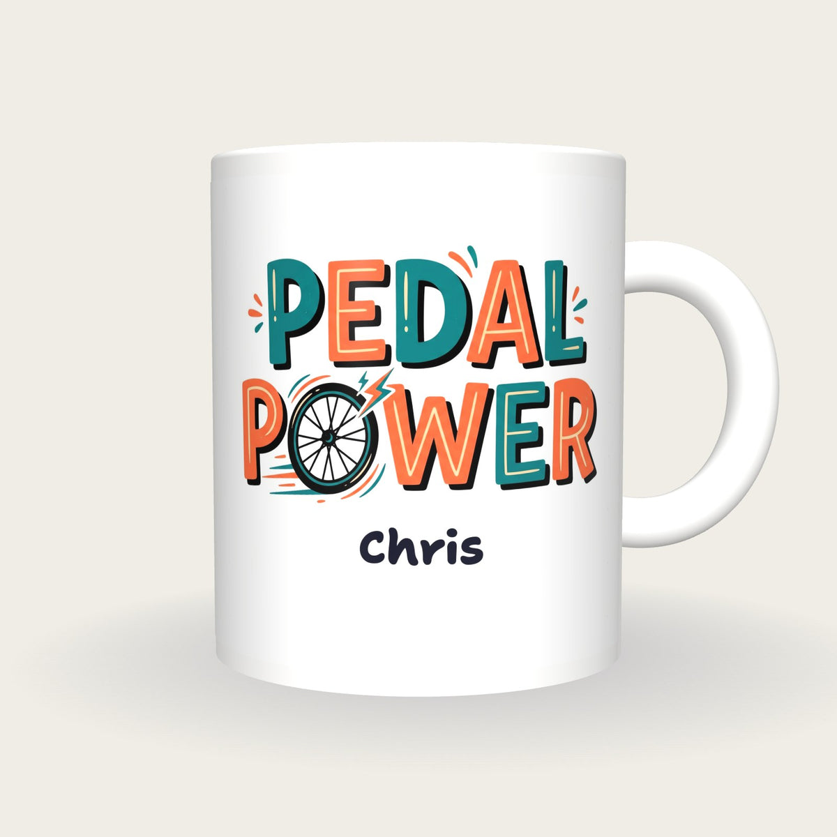 Personalised Pedal Power Cycling Mug, front