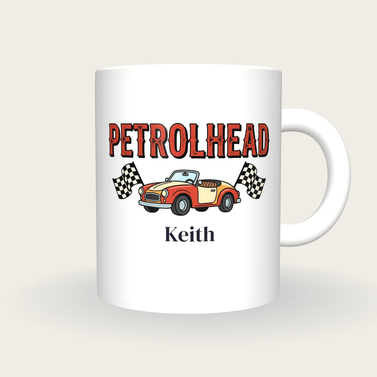 Personalised Petrolhead Classic Car Mug, front