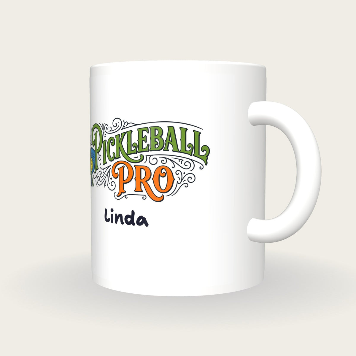 Personalised Pickleball Pro Mug, three-quarter view