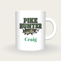 Personalised Pike Hunter Fishing Mug, front