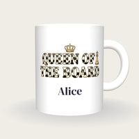 Personalised Queen Of The Board Chess Mug, front