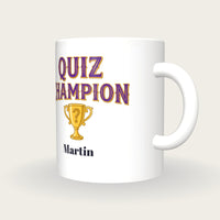 Personalised Quiz Champion Mug, three-quarter view