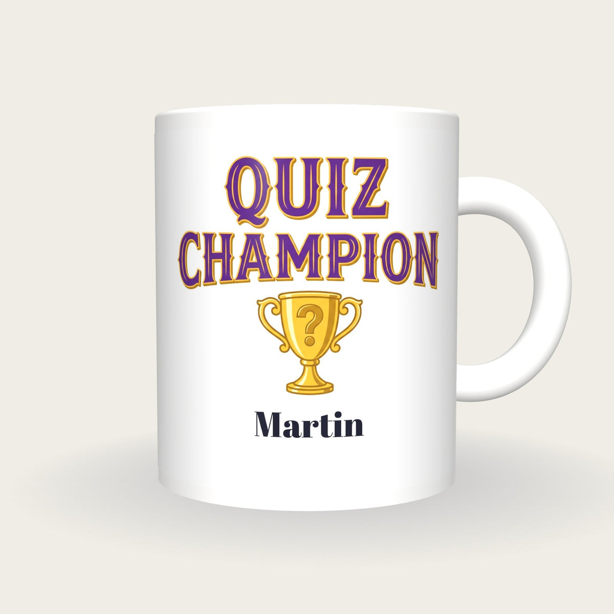 Personalised Quiz Champion Mug, front