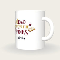 Personalised Read Between The Wines Book Club Mug, three-quarter view