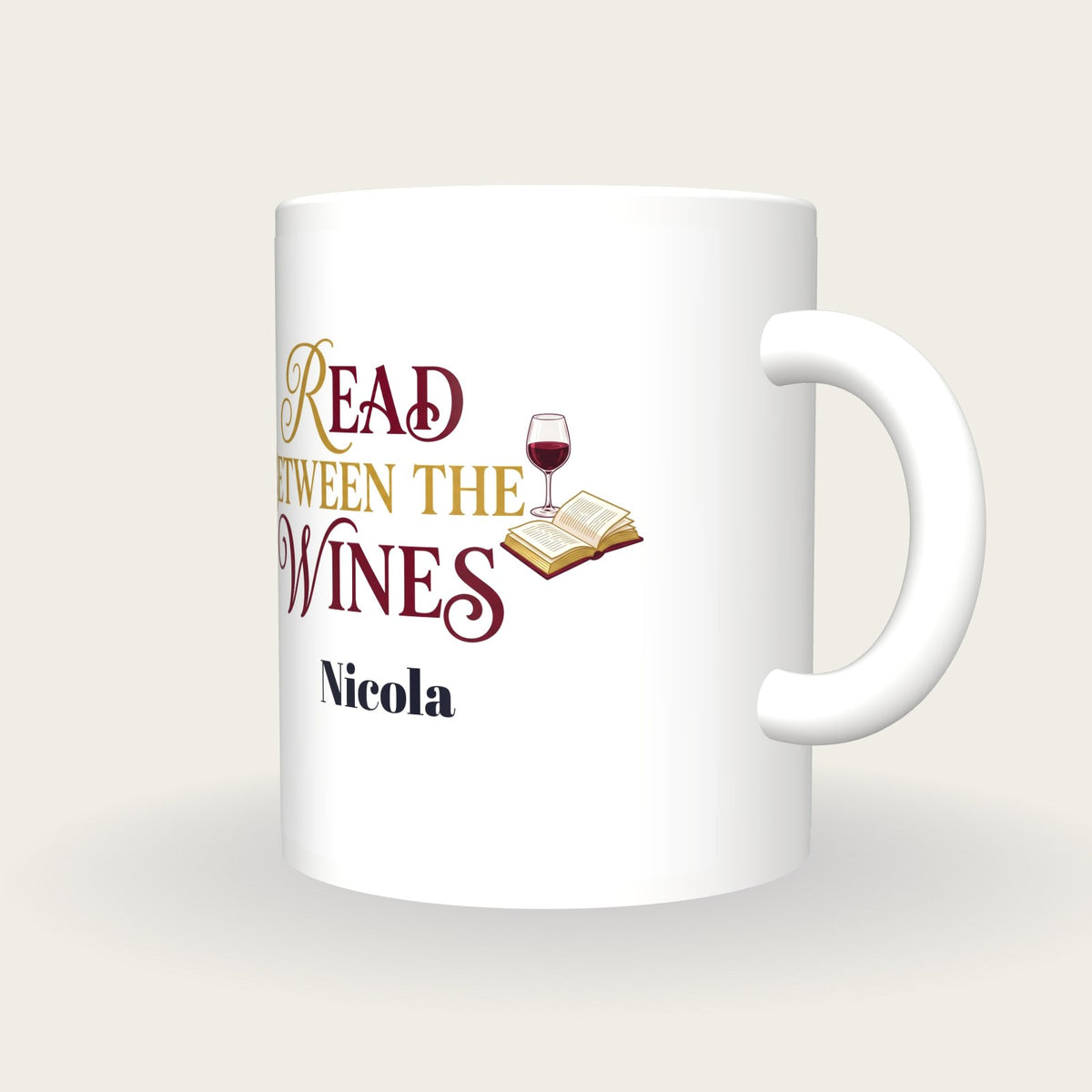 Personalised Read Between The Wines Book Club Mug, three-quarter view