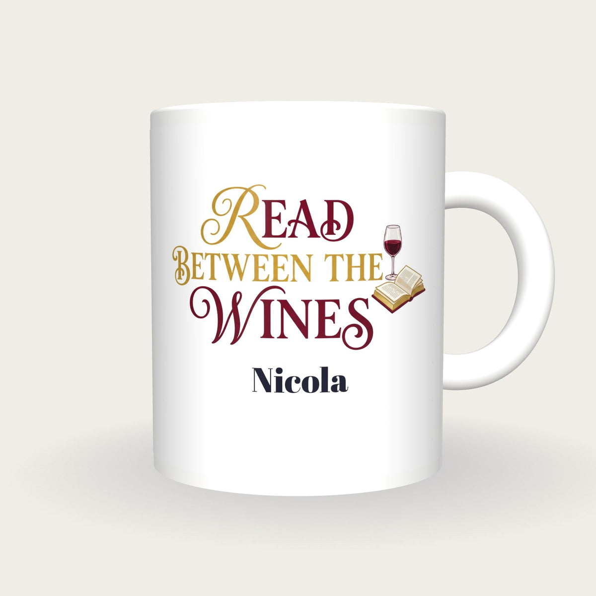 Personalised Read Between The Wines Book Club Mug, front