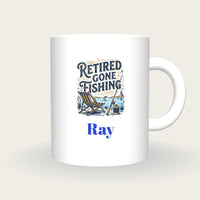 Personalised Retired Gone Fishing Mug, front