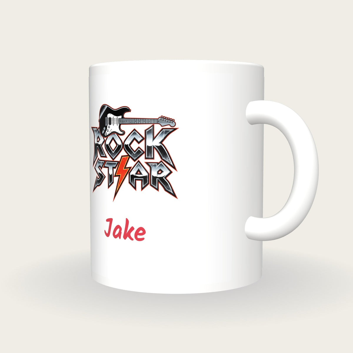 Personalised Rock Star Mug, three-quarter view
