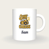 Personalised Say Cheese Camera Mug, front
