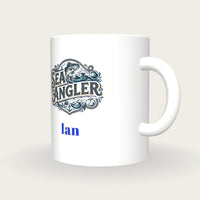 Personalised Sea Angler Fishing Mug, three-quarter view