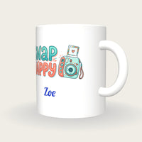 Personalised Snap Happy Camera Mug, three-quarter view