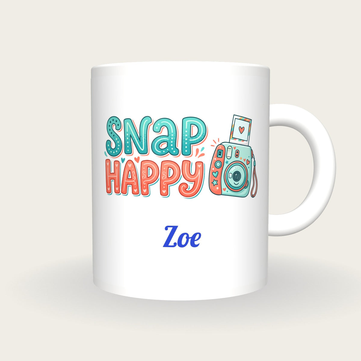 Personalised Snap Happy Camera Mug, front