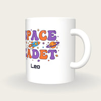 Personalised Space Cadet Mug, three-quarter view