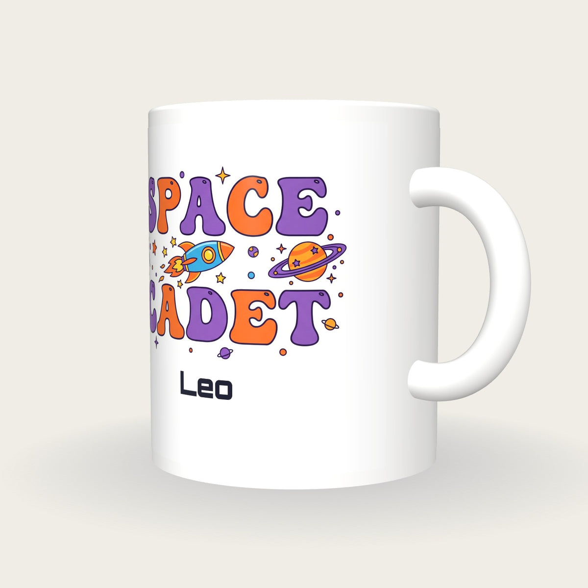Personalised Space Cadet Mug, three-quarter view