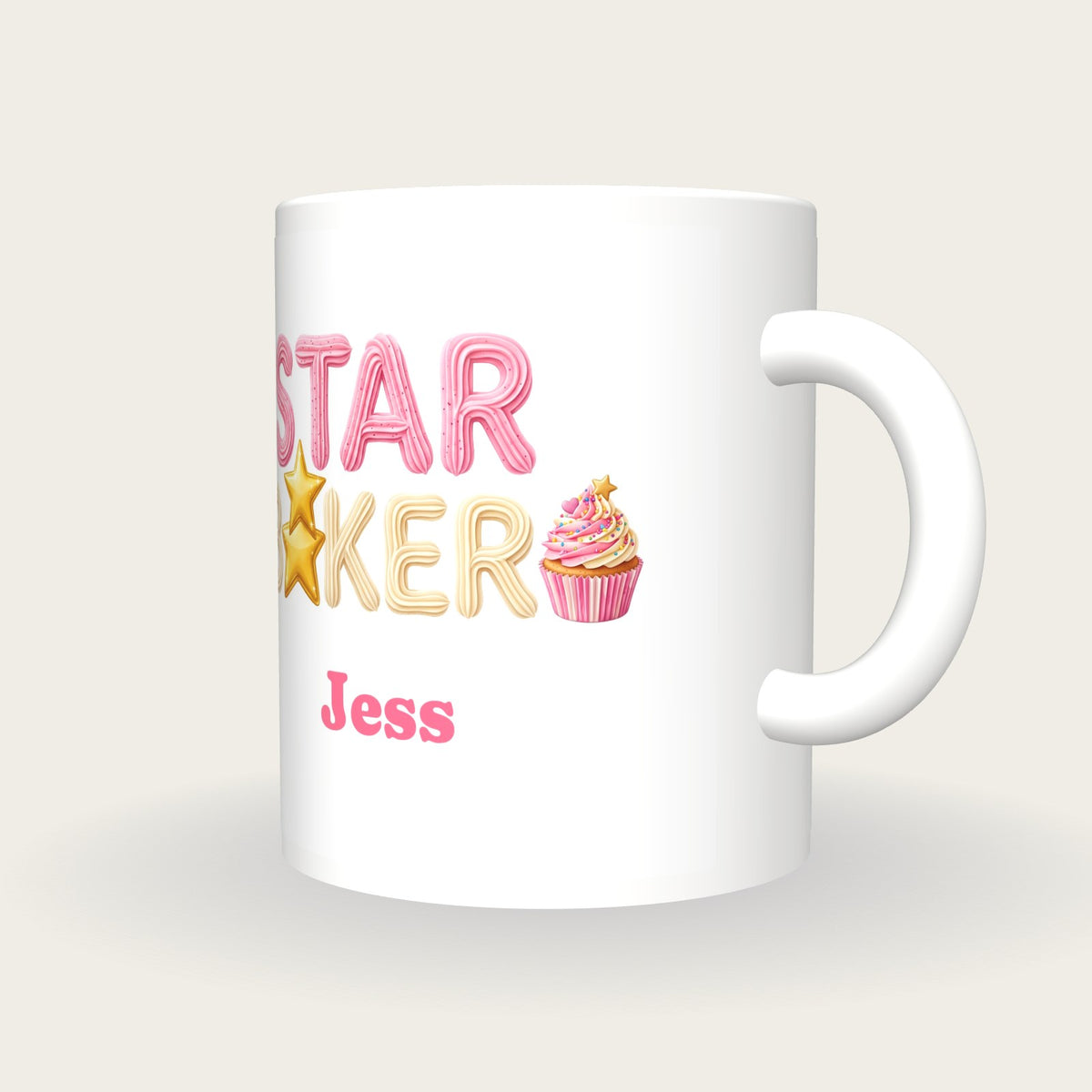 Personalised Star Baker Mug, three-quarter view