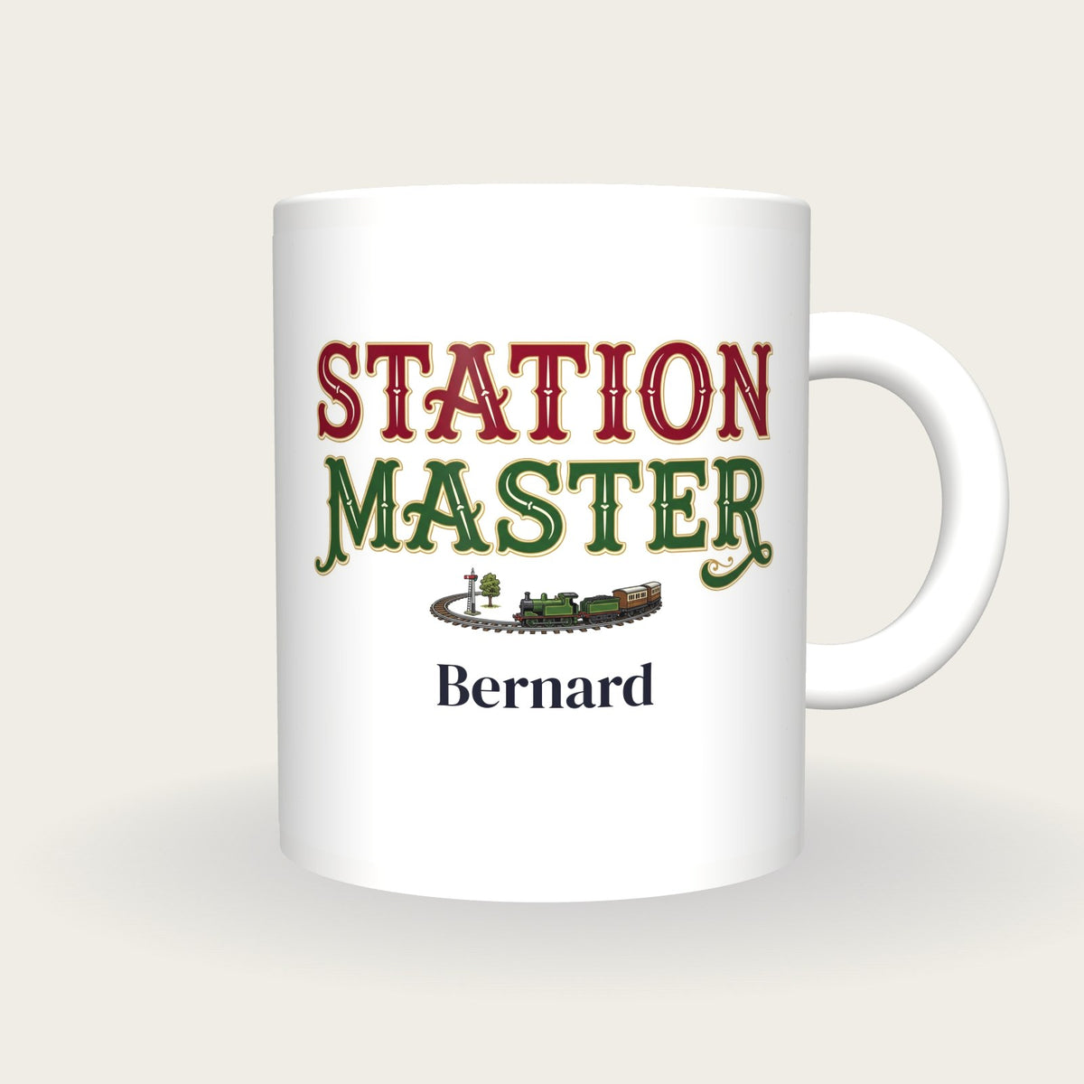 Personalised Station Master Model Railway Mug, front