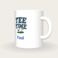 Personalised Tee Time Golf Mug, three-quarter view