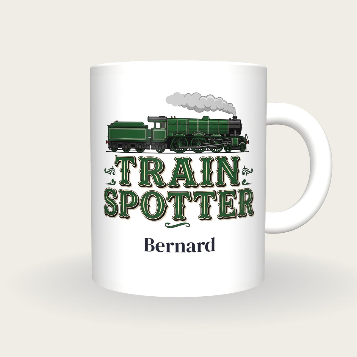 Personalised Train Spotter Mug, front
